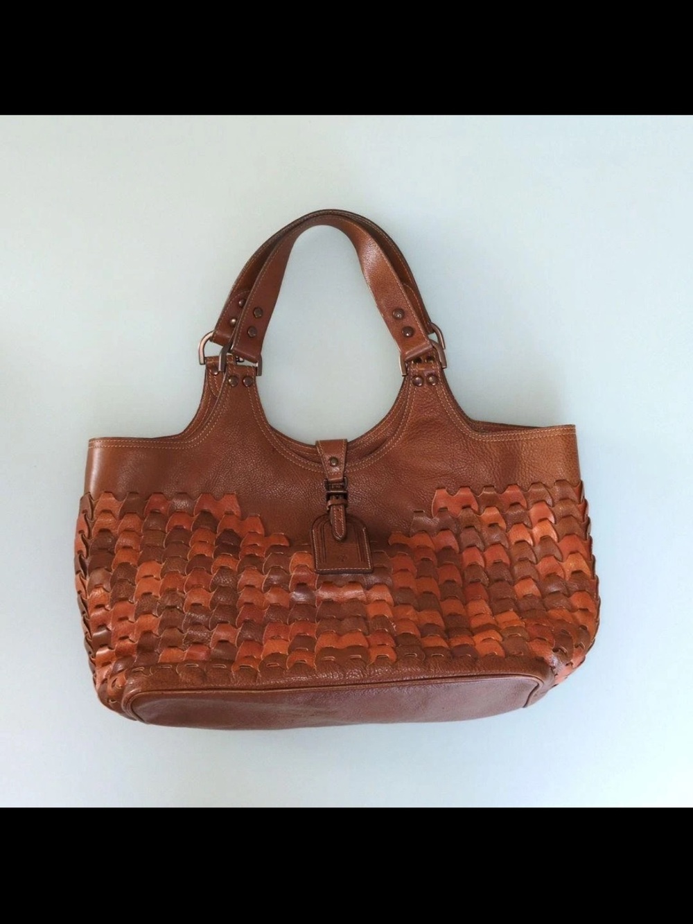 Mulberry Woven Leather Shoulder Bag in Tan/Brown